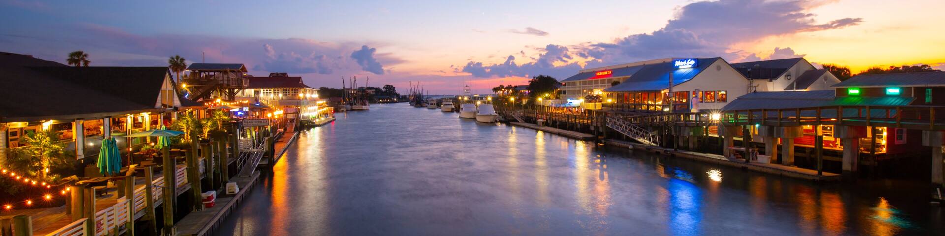 Shem Creek in Mount Pleasant SC at Sunset