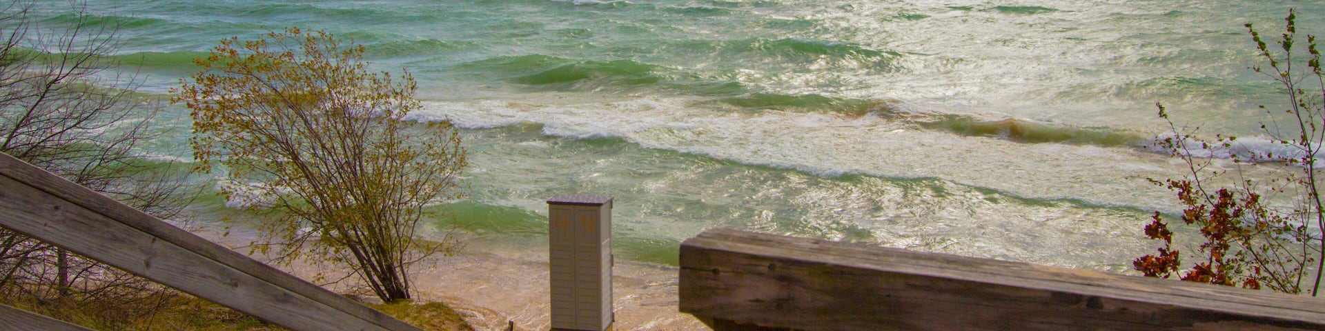 Lake Michigan Beach Landscape On Sunny Summer Day