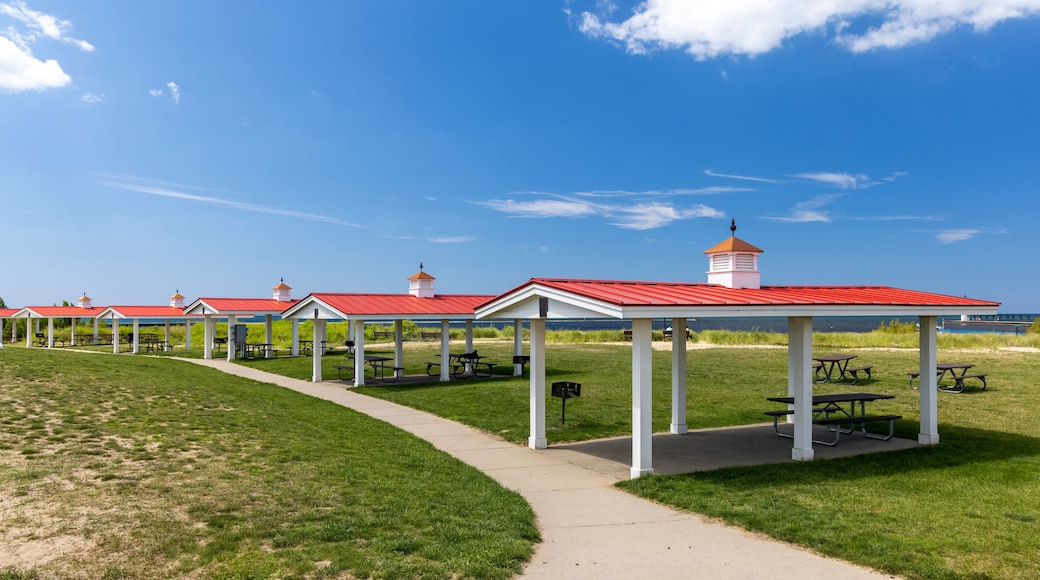 Several picnic shelters in Douglas park ,Manistee along the lake Michigan .