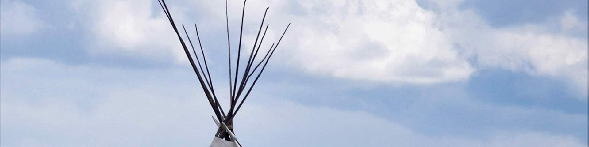 Protestors on a beautiful North Dakota sky