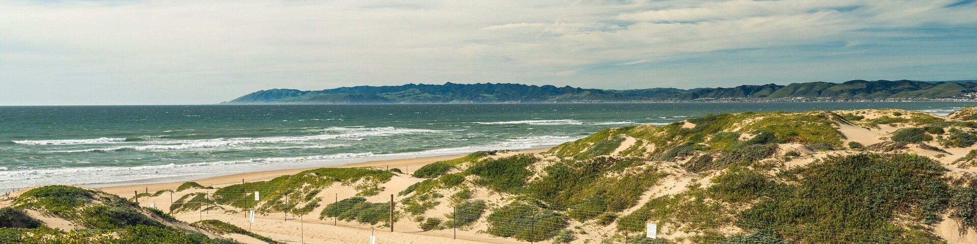 Footpath through Sand Dunes and Ocean View, Oso Flaco Lake Natural Area State Park, California