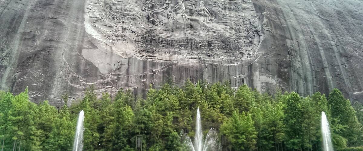 In front of the lake at stone mountain...nice place