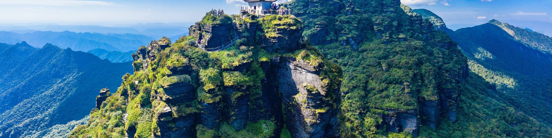 Aerial view of Mount Fanjing, Tongren City, Guizhou Province, China