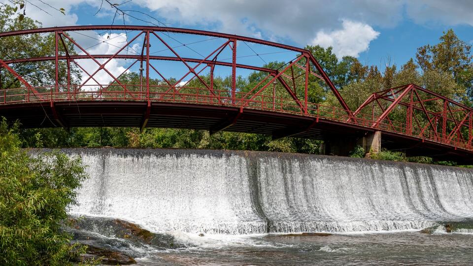 The dam and bridge at Glendale Shoals near Spartanburg, South Carolina
