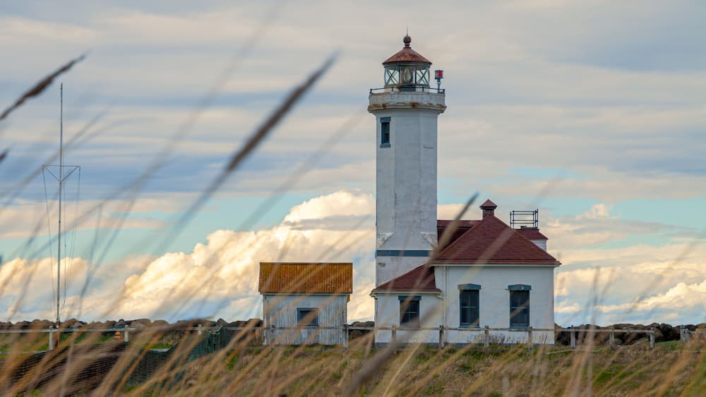 Point Wilson Lighthouse in Fort Worden State Park, Port Townsend, Washington, USA