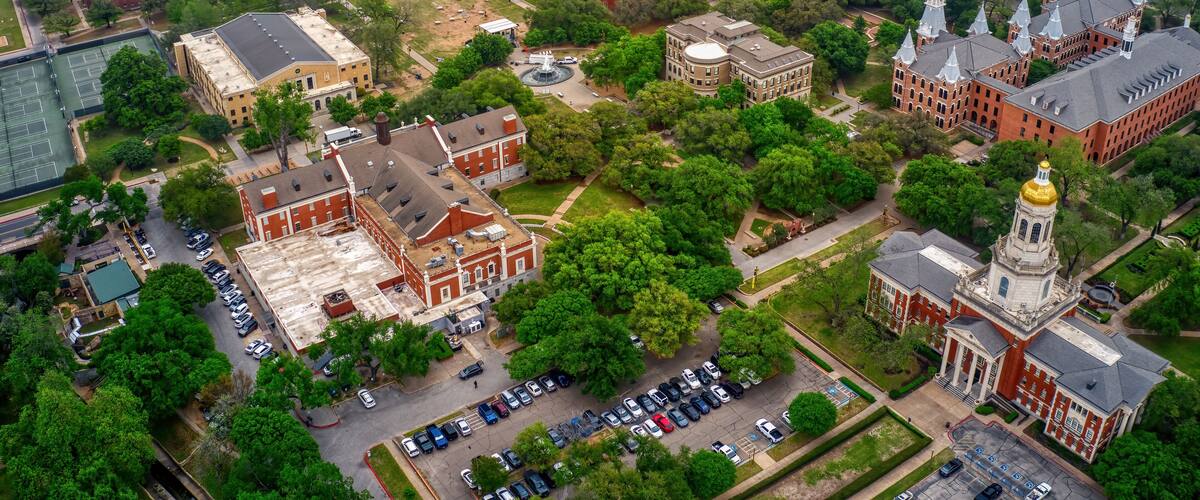 Aerial View of a University in Waco, Texas