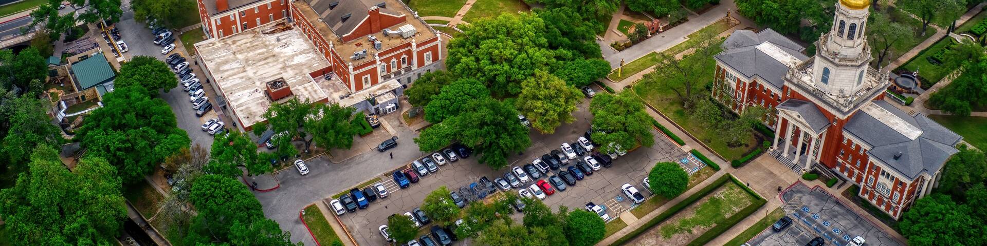 Aerial View of a University in Waco, Texas