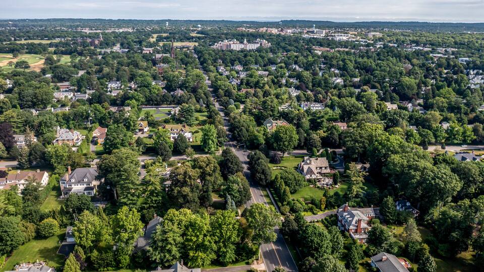 Drone shot of Garden City along Cathedral Avenue