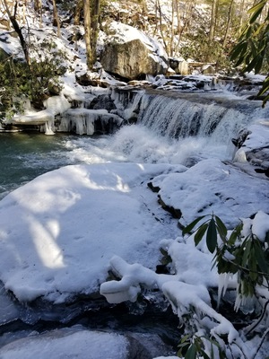 One of 3 waterfalls along this rail trail. The begin about a mile in from this trail head. Very flat trail that goes for miles. Great for biking n hiking.