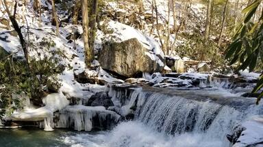 One of 3 waterfalls along this rail trail. The begin about a mile in from this trail head. Very flat trail that goes for miles. Great for biking n hiking.