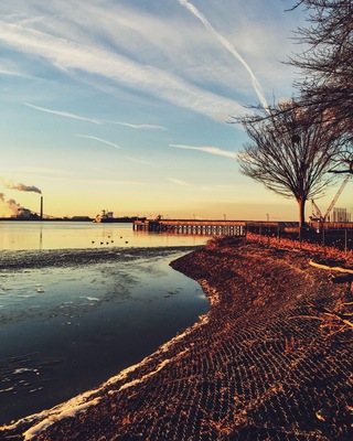 Sunrise on the factories.
