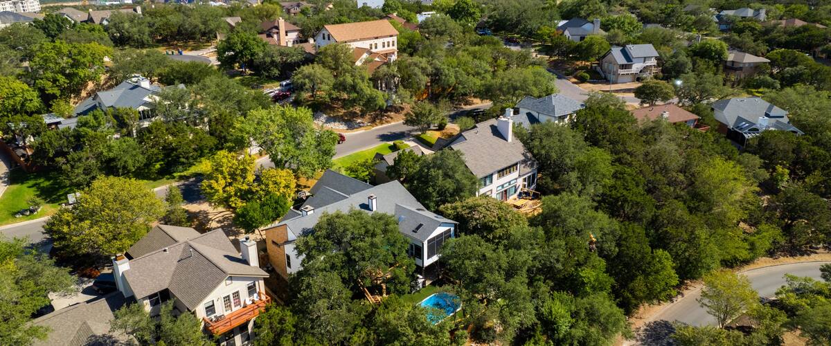 Homes in a lush neighborhood