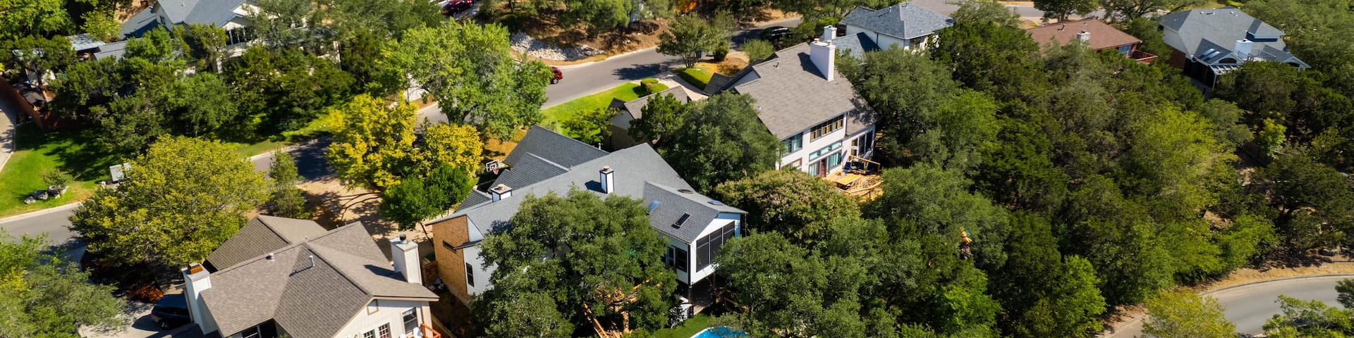 Homes in a lush neighborhood