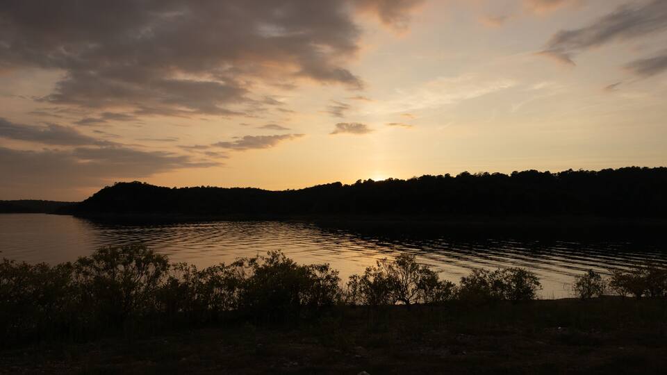 Beautiful lakeside view with sky night and day