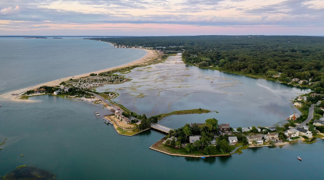 Sunset along the beach at Towd Point in Southampton, Long Island, New York.
