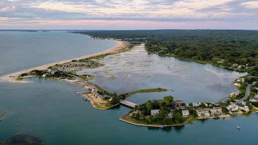 Sunset along the beach at Towd Point in Southampton, Long Island, New York.