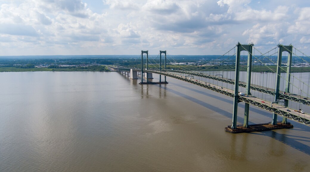 Aerial view of the Delaware Memorial Bridge.