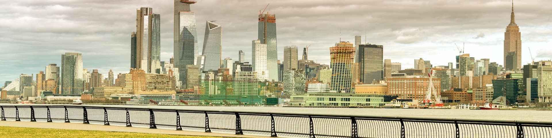 Hudson Yards skyscrapers and Manhattan skyline in New York City as seen from Jersey City
