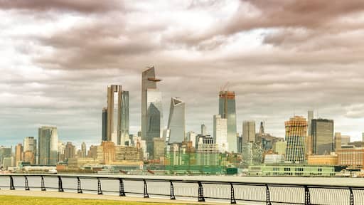 Hudson Yards skyscrapers and Manhattan skyline in New York City as seen from Jersey City
