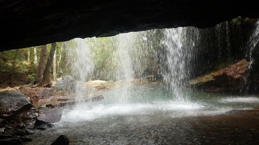 Pringle Falls. Sweet waterfall across the road from the Cheat River. Best part is you can walk behind it.