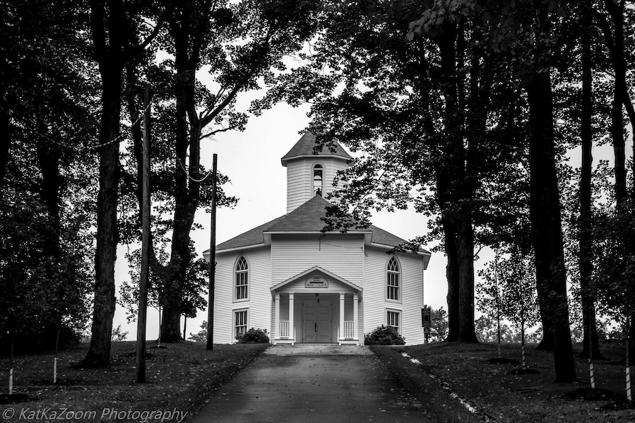 The octagonal Nebo Church was was built in 1887 it has an old cemetery attached