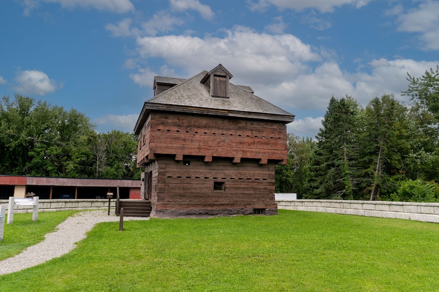 Fort Kent, Maine: Fort Kent Blockhouse. American fortification built during border tensions with neighboring New Brunswick known as the Aroostook War. Maine Acadian Culture area.