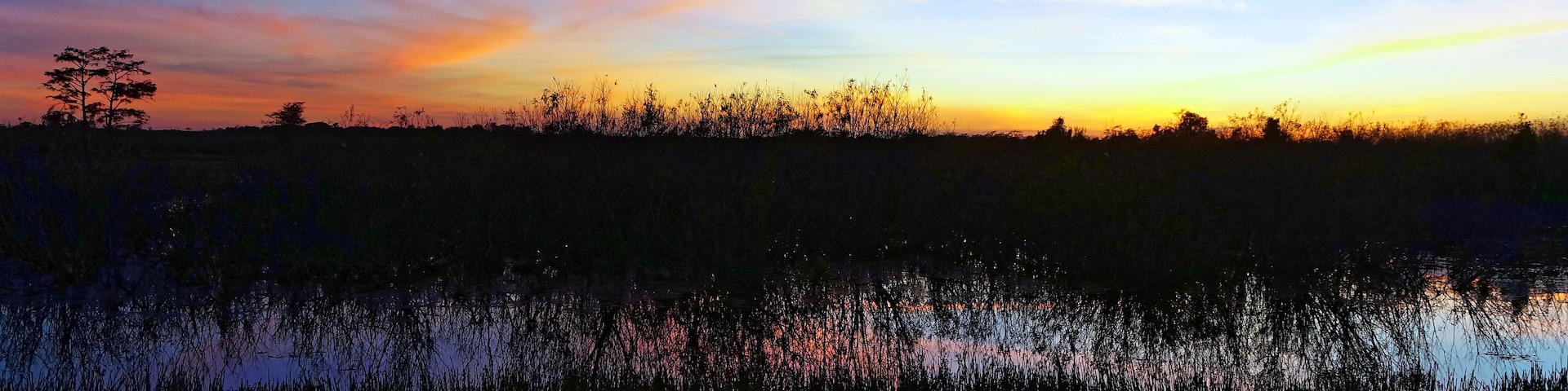 Louisiana Swamp sunset silhouette and reflections