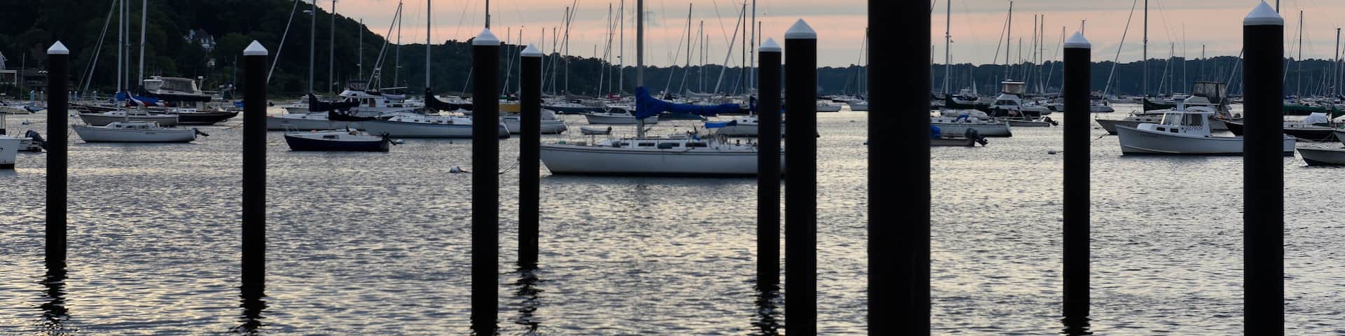 Harbor sunset with boats