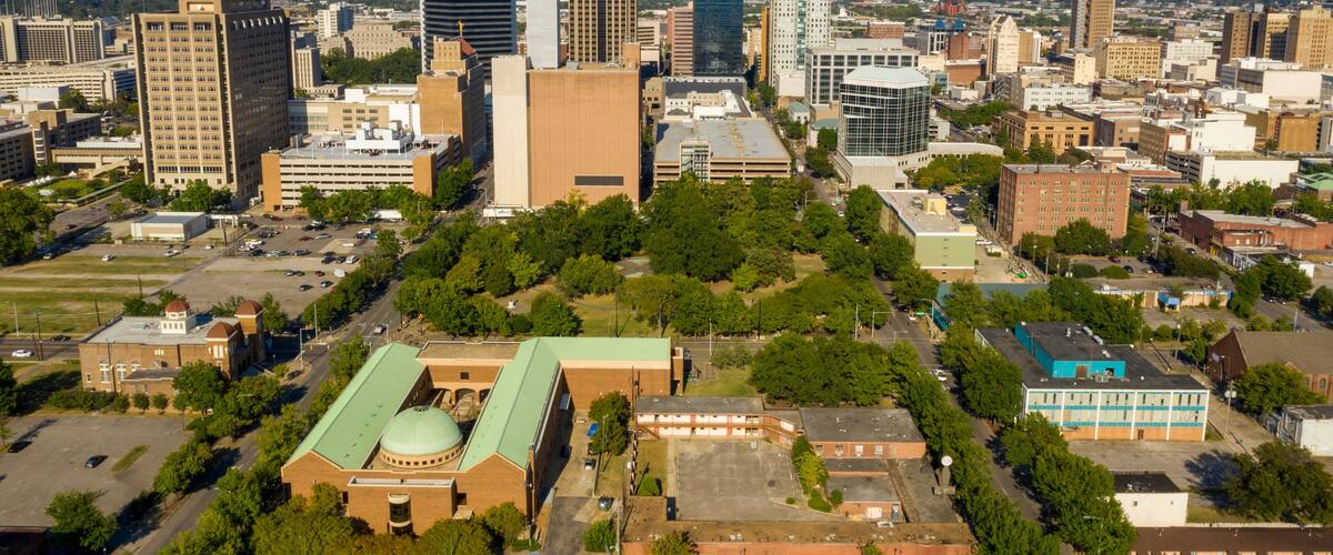 Bright Daylight Aerial View Downtown Urban Metro Area of Birmingham Alabama