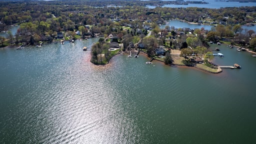 Residential area of Lake Norman from sky over Davidson, North Carolina