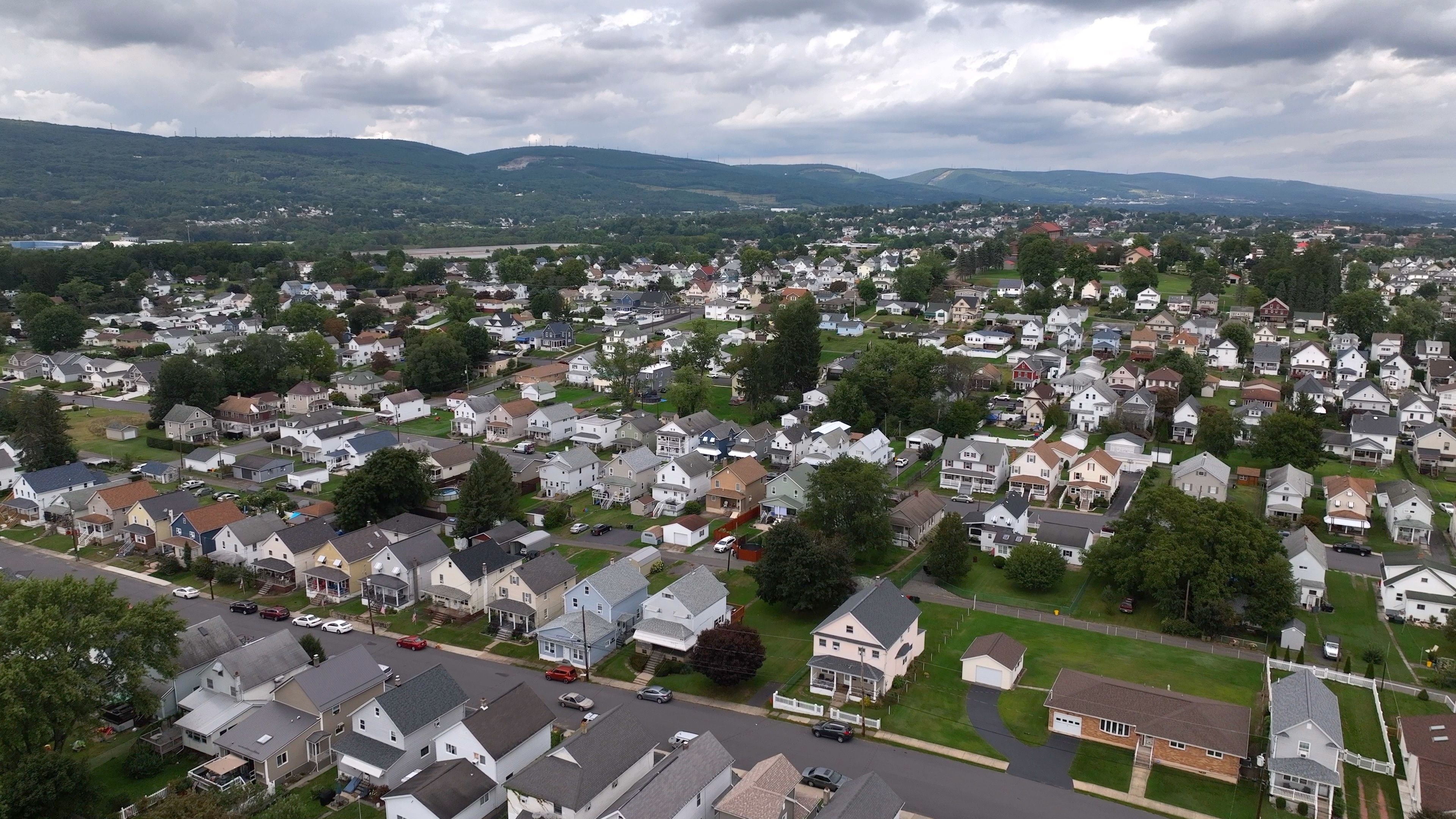 Houses and homes in residential neighborhood with people living in Scranton, Pennsylvania 