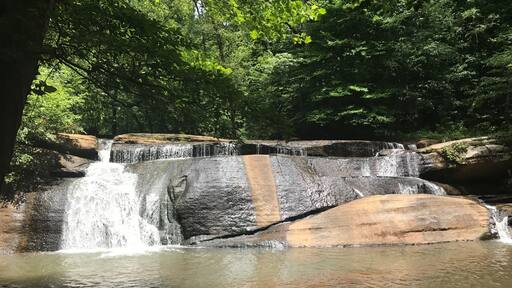 Only about 1/4 mi down the trail...not really anywhere to park yet, but the park ranger at the Mayo River State Park office will give you directions if you need!