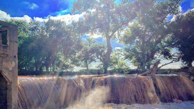 A friend and I found this gem a few years back, and I always come back each time I come to town. Today the water was rushing over the dam with such a powerful force, the giant tree you see in the picture was bouncing up and down. Force of nature!