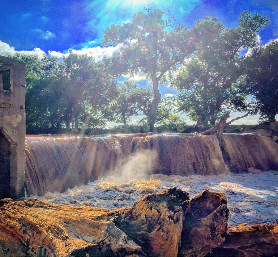 A friend and I found this gem a few years back, and I always come back each time I come to town. Today the water was rushing over the dam with such a powerful force, the giant tree you see in the picture was bouncing up and down. Force of nature!