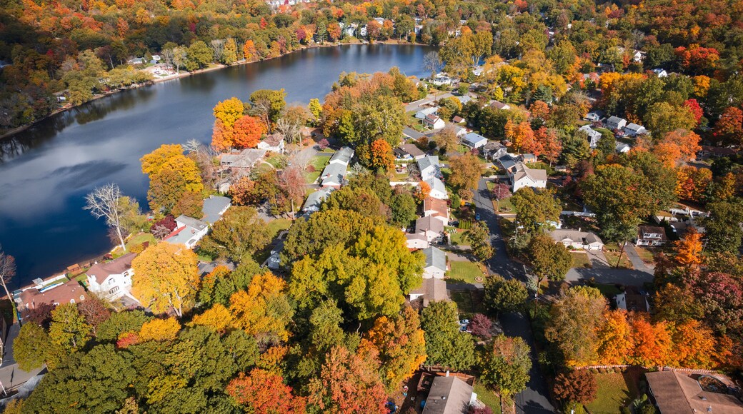 Aerial Drone of Autumn in Mahwah New Jersey
