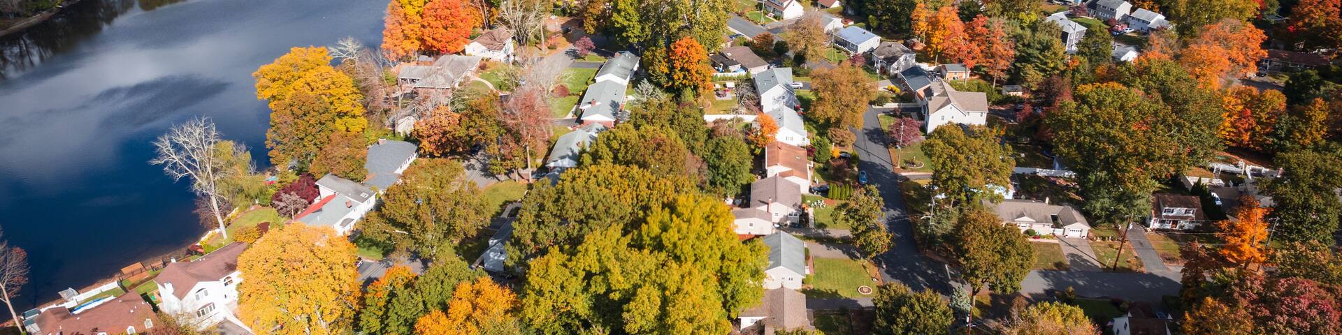 Aerial Drone of Autumn in Mahwah New Jersey