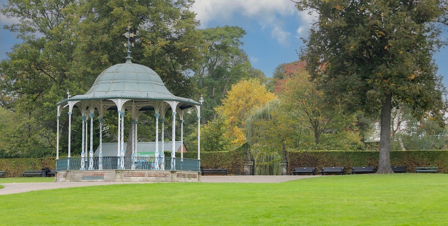 Bandstand and garden view from The Quarry, Shrewsbury