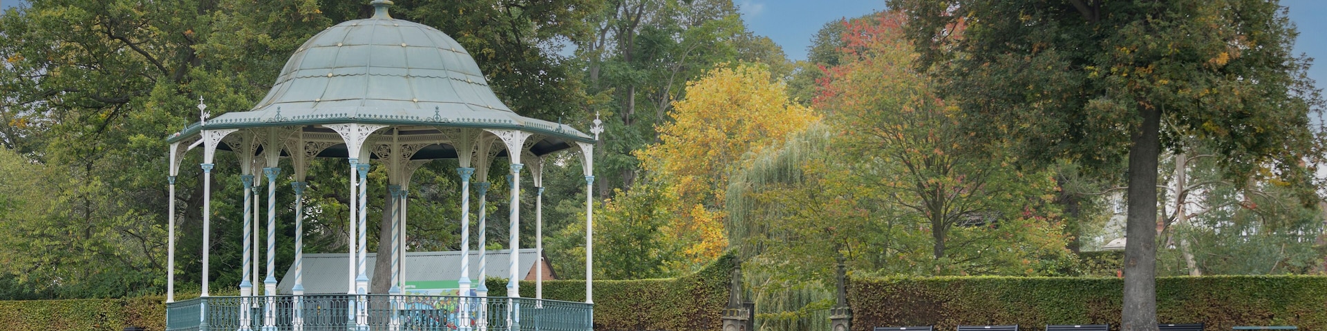 Bandstand and garden view from The Quarry, Shrewsbury