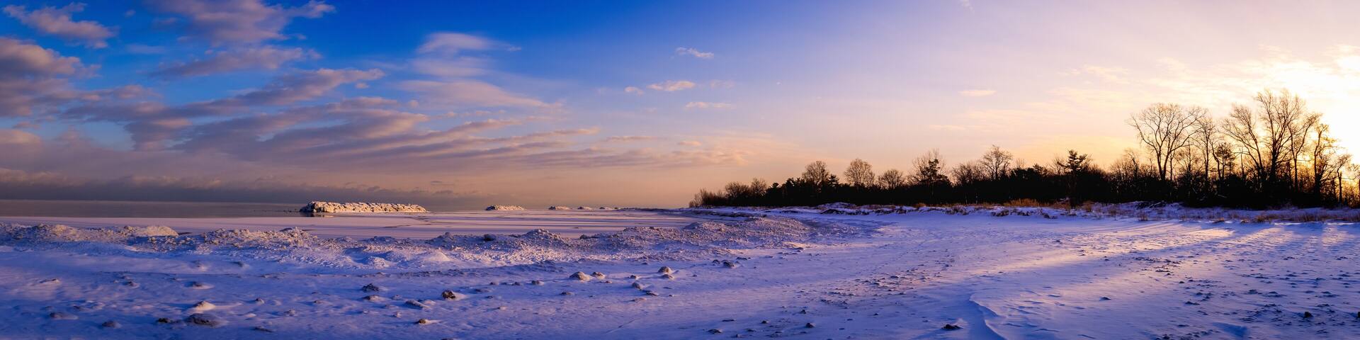 Frozen winter wonderland, ice on great Lake Erie