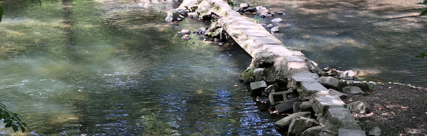 Stone foot bridge on the start of 5mile hike into the Ramapo Mountains. Beautiful New Jersey!