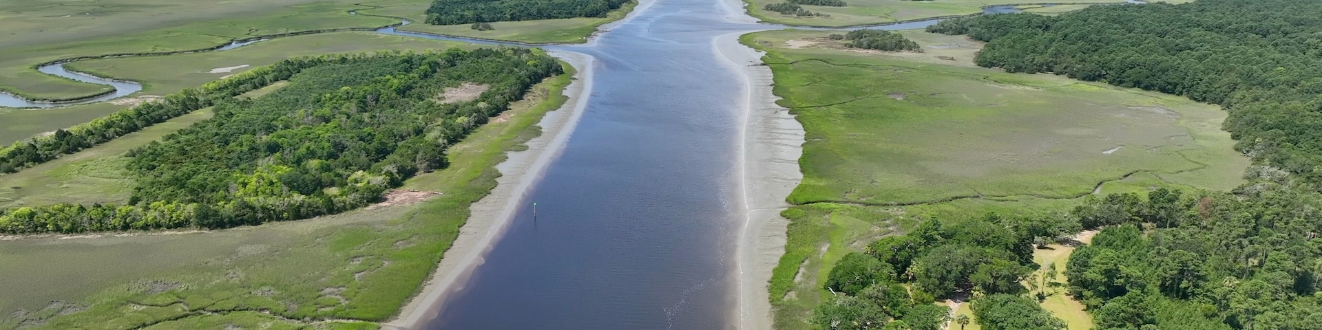 Intracoastal Waterway beside salt water marsh portected wetlands in South Carolina Low Country north of Charleston, SC