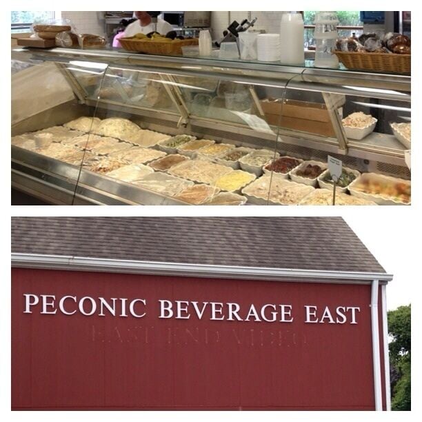 Great bagel and sandwich deli, right next to a wine shop and (all things) beverage depot. Ridiculously good bagel sandwiches in particular, with a few indoor and outdoor tables, or take out, and bevies on the premises; everything you need all in one place. 5 days in E. Hampton, and I was here twice!