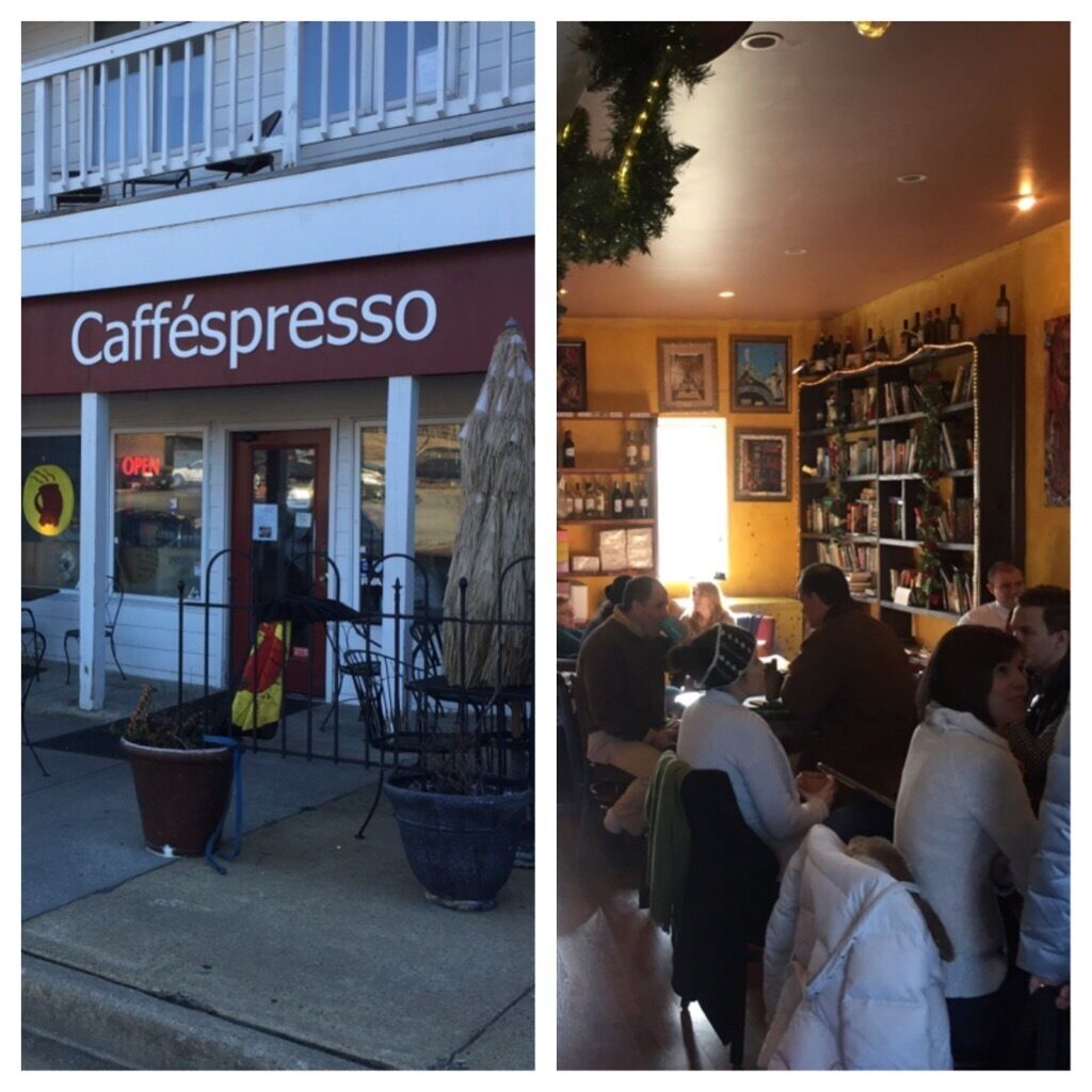 I've been here twice in the last 6 months and keep forgetting to list it. Caffespresso is excellent  limited seating, well at least when it's packed like yesterday. Very good coffee drinks and nice ambiance. Tasty looking pastries and sandwiches as well. And if that's not enough you can stop by next door to get your gun fixed or buy a new one. What more could you ask? massage? Chiropractor? Yep that's on the other side of the coffee shop. Enjoy!