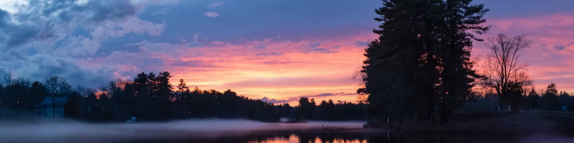 Moody sunset reflections on Mousam River - Springvale, Maine