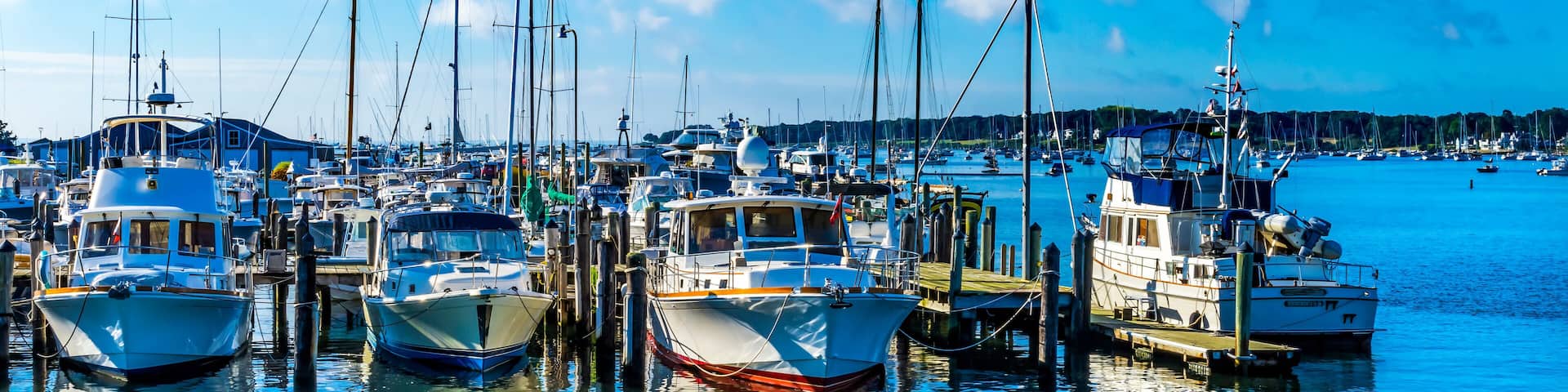Motorboats Yachts Padanaram Harbor Dartmouth Massachusetts
