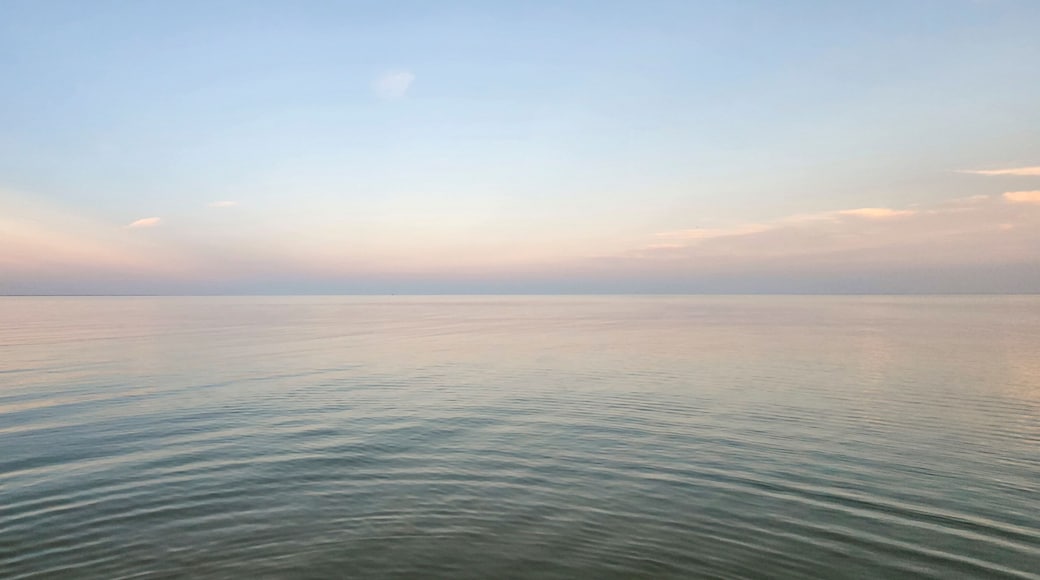 A scenic sunrise view of Indianola Beach in Port Lavaca, Texas.