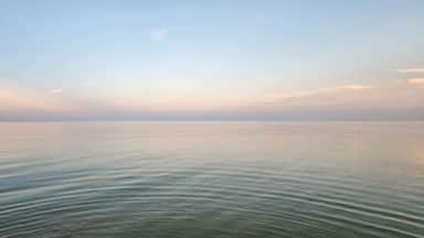 A scenic sunrise view of Indianola Beach in Port Lavaca, Texas.