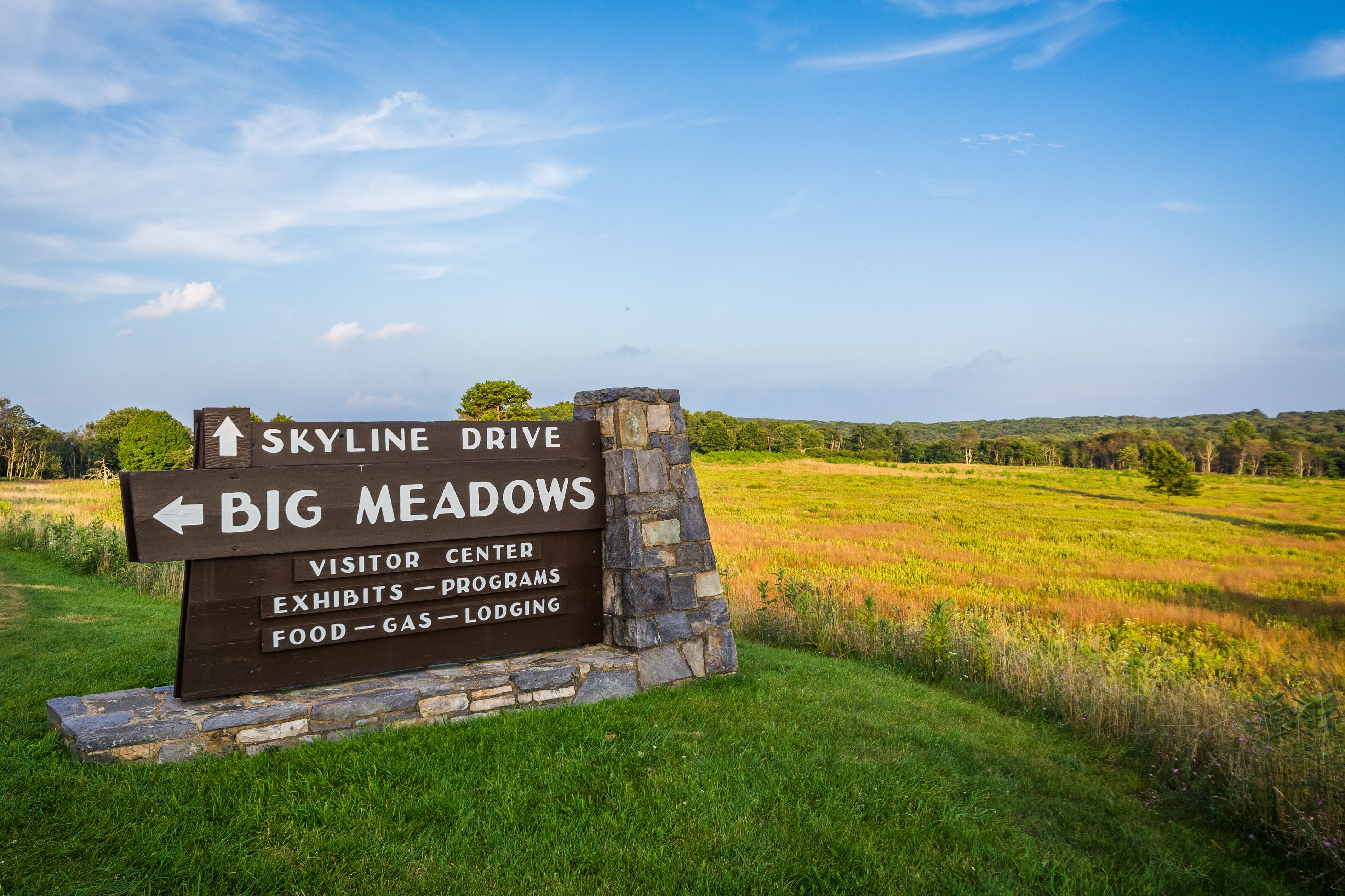 Sign for Big Meadows, along Skyline Drive, in Shenandoah Nationa