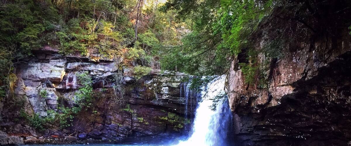 Nice waterfall and swimming hole in the Savage Gulf State Natural Area. Great hiking trails and backcountry camping sites.