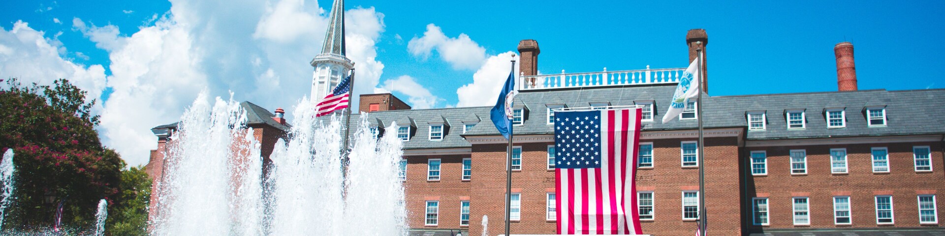 Market Square Fountain with American Flag
